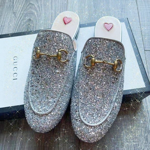 🎄Gucci🎄Glitter Silver Princetown Loafer - Picture 8 of 12